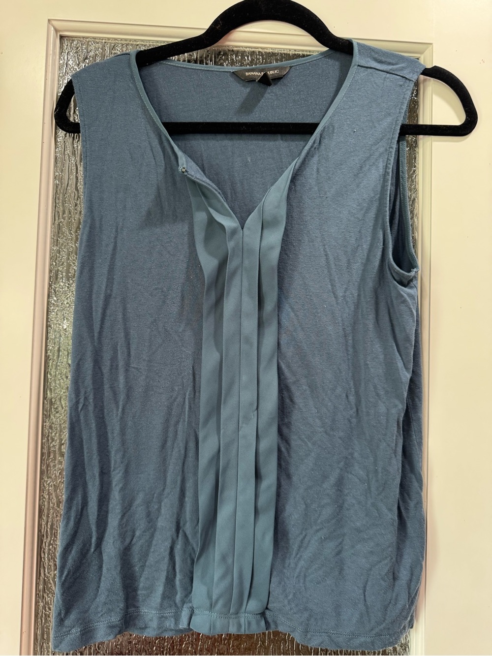 Banana Republic Dusty Blue Pleated Sleeveless Top